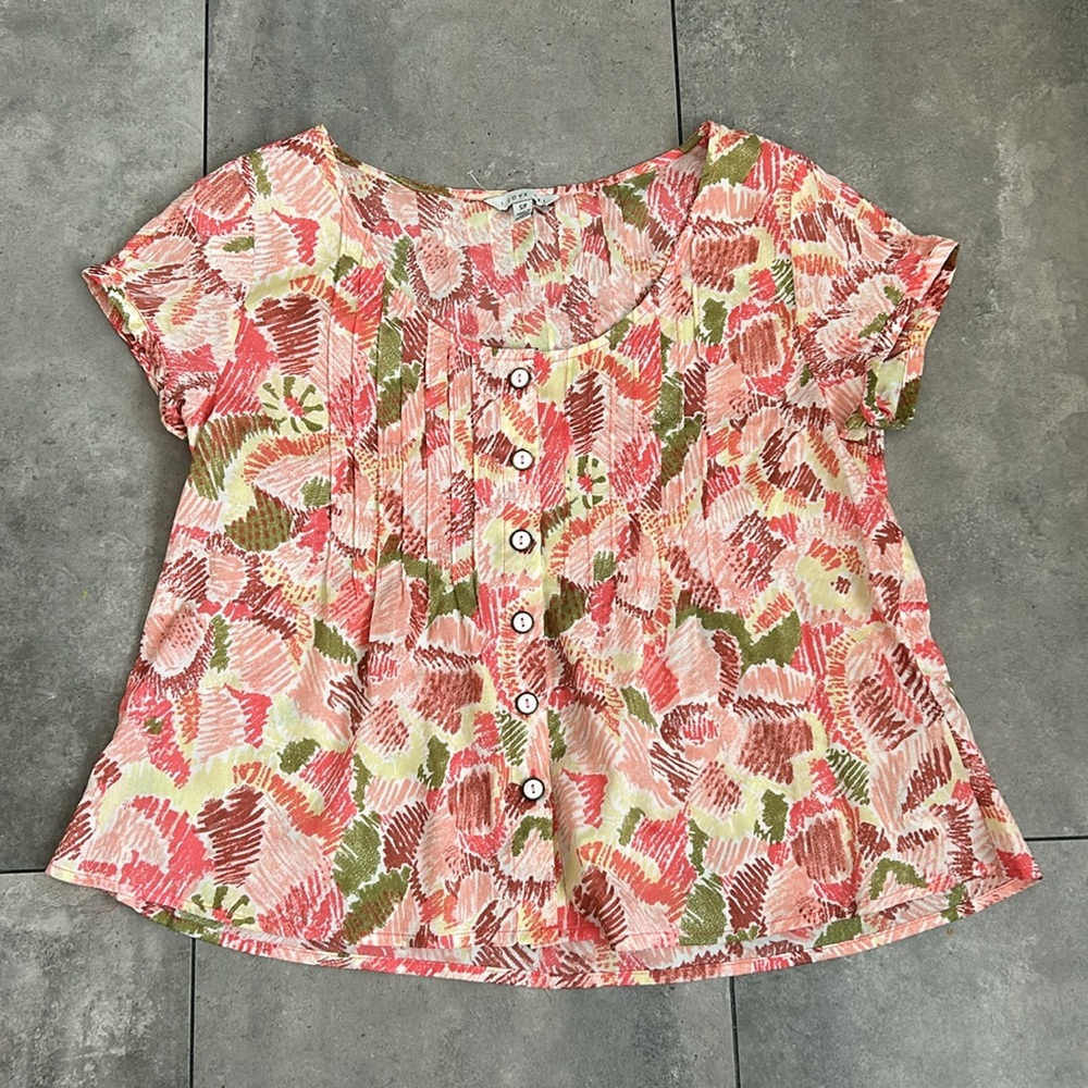 Forever 21 crop short sleeve pink floral top small